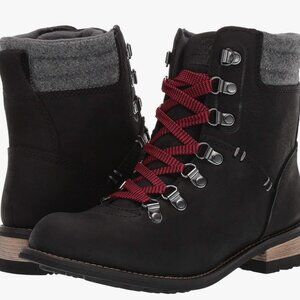 Kodiak Black Lace-Up Boots with Red Laces